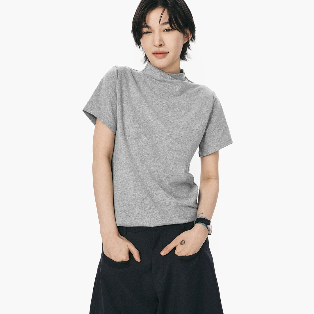sameuoo 散养文化「烟灰」短袖T恤夏季透气舒适针织清爽简约上衣