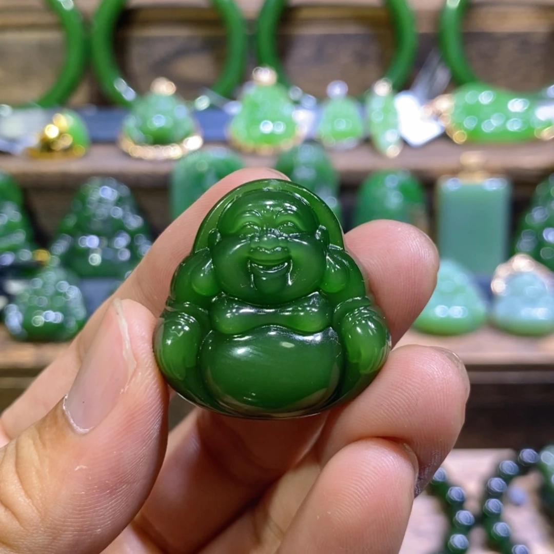 【闪购商品】和田玉未镶嵌吊坠(不含链)b****7俄七菠菜绿佛公30