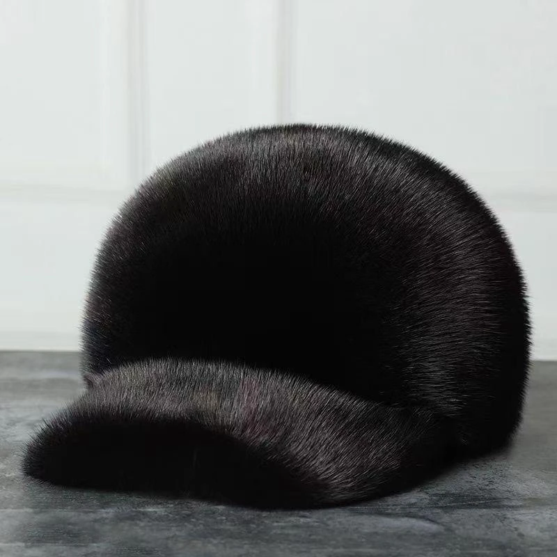 水貂帽子男貂毛真皮中老年冬季皮草棒球帽貂皮帽子男女同款整貂