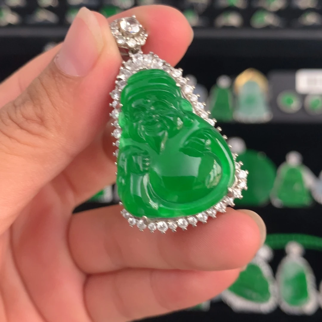 【闪购商品】翡翠银S925镶嵌颈饰天然翡翠