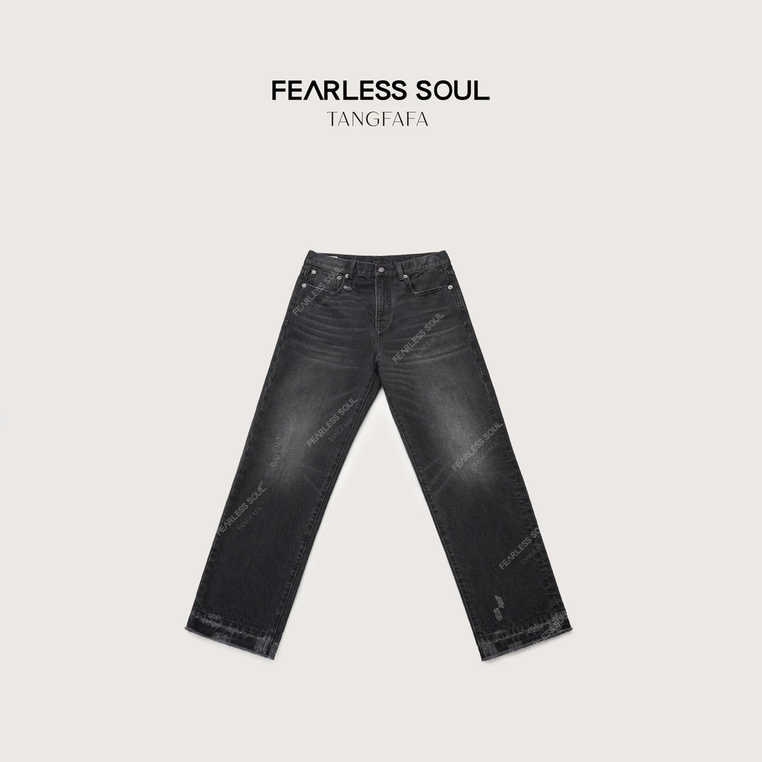 唐发发TFF25百搭做旧水洗纽扣拼接破坏牛仔裤女 825FJ035 -