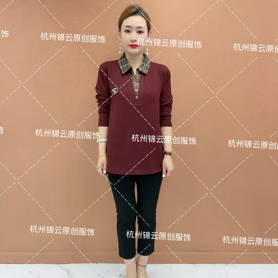 显瘦长袖针织T恤气质中老年妈妈装宽松型秋冬秋季