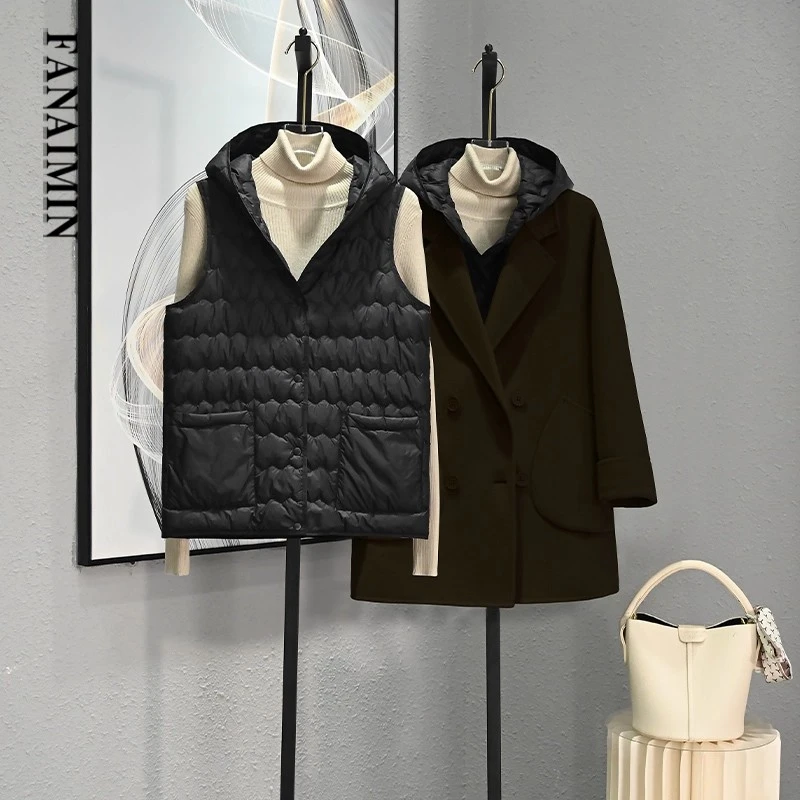 早秋外穿休闲轻薄棉衣女式冬季大衣内搭保暖夹棉马甲内胆连帽背心