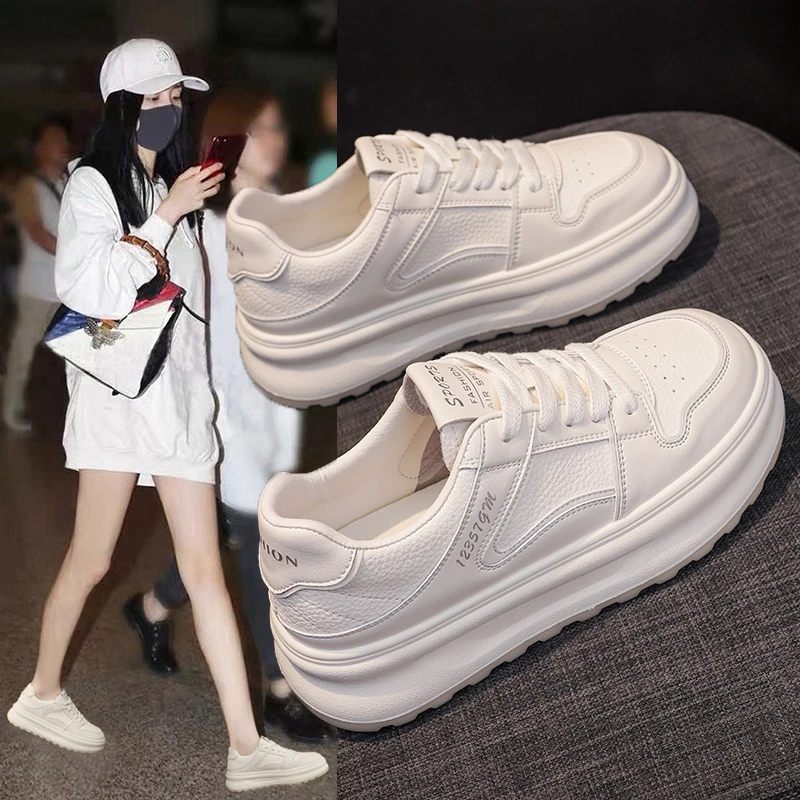 厚底小白鞋女2025新款韩版时尚百搭防滑增高厚底运动休闲板鞋