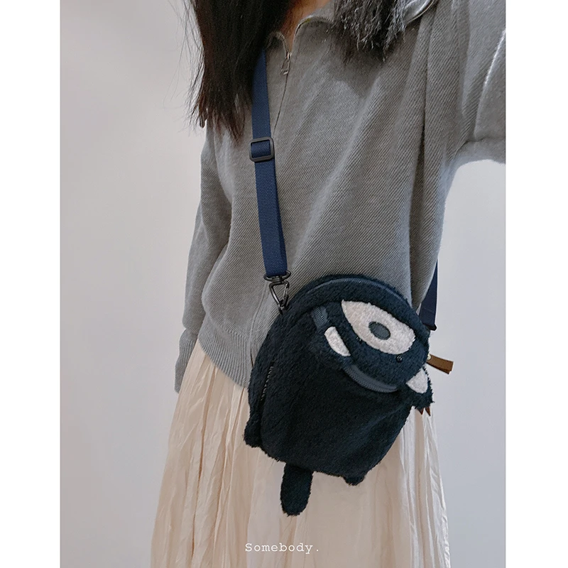 三色补丁牛津布浣熊挎包淑女风新款百搭单肩包可爱小熊单肩斜挎包