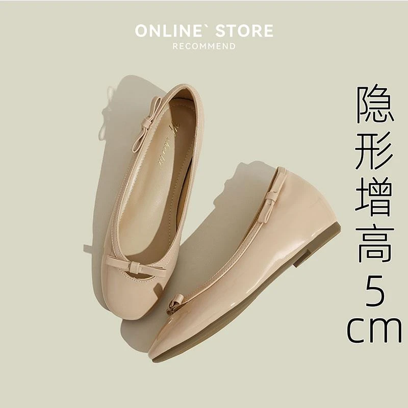 【法国Youtina&Shoes品牌正品】真皮小码内增高蝴蝶结芭蕾舞鞋新