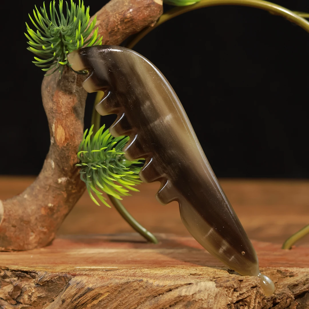 【梳香视佳】个性家用便携手工牛角制品摆件梳子按摩梳（一物一拍）