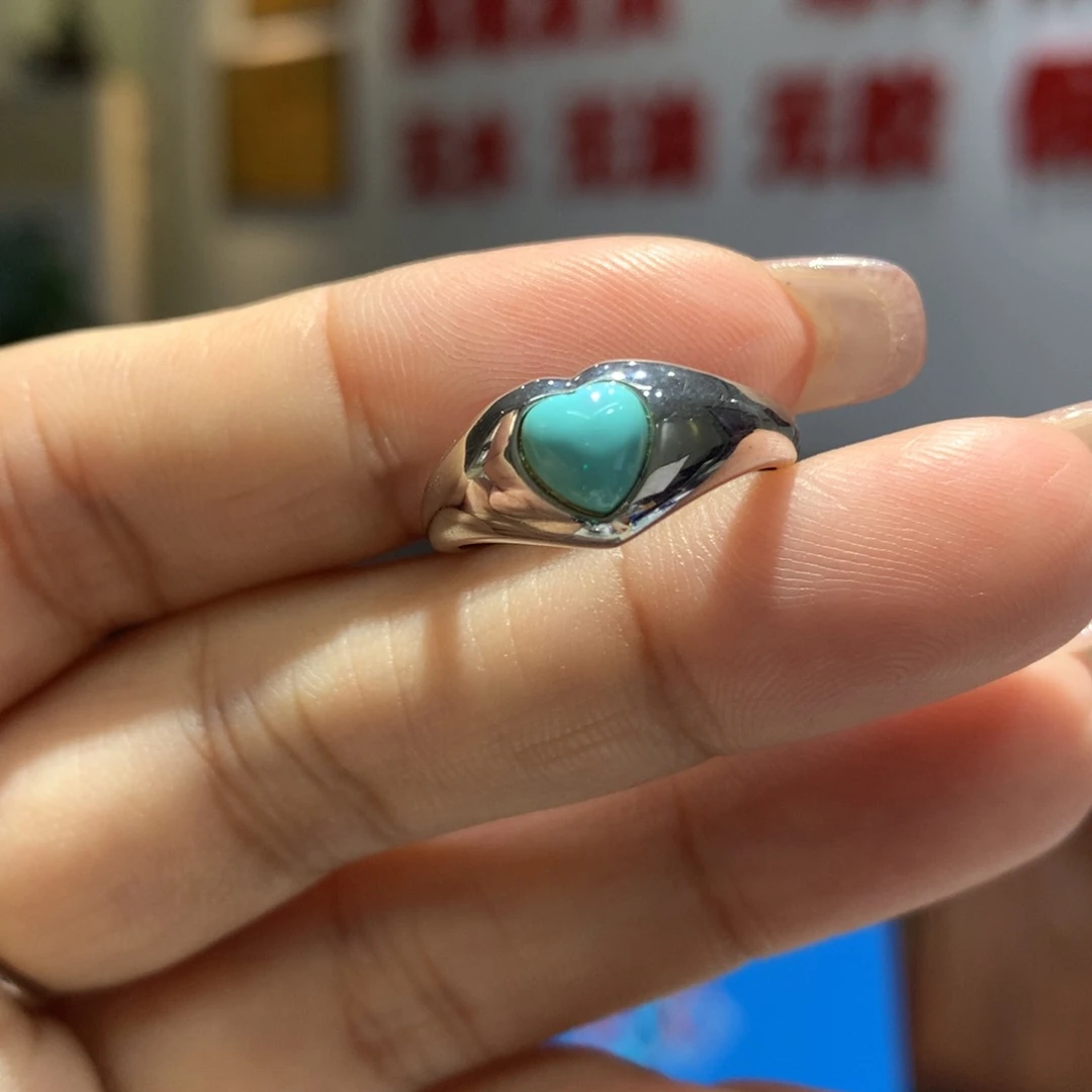 银S925镶嵌绿松石戒指