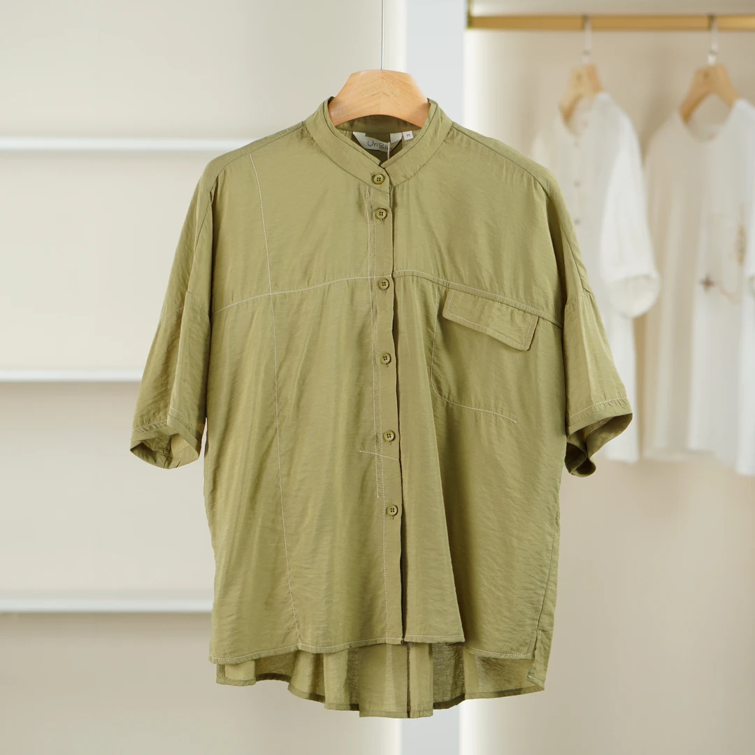麦迪尚品【unbl】50905100 夏季简约小立领明线衬衫品牌女装