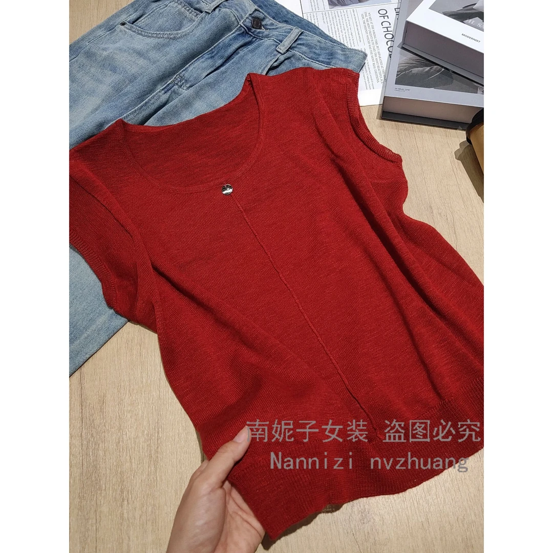 南妮子女装针织短袖上衣休闲百搭时尚气质显瘦韩版针织衫女JX7892