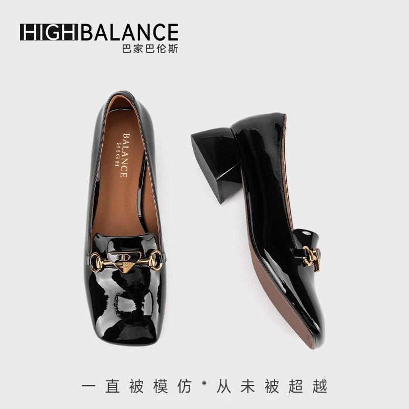 新款6688215欧若动感风方头学院风套筒粗跟乐福鞋B