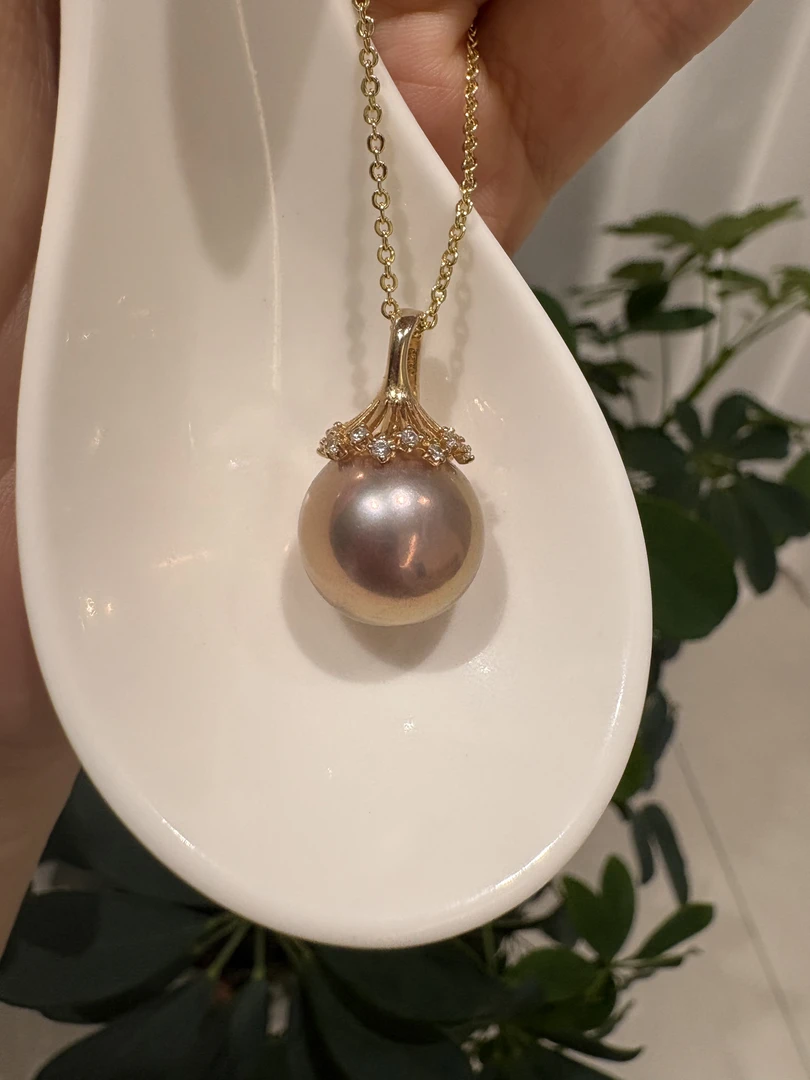 稀有色大龙珠 天然淡水稀有色珍珠 14-15mm正圆强光基本无 女王范