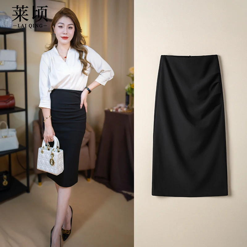 职业黑色包臀半身裙女开叉2025春夏新款时尚高腰显瘦气质直筒裙子