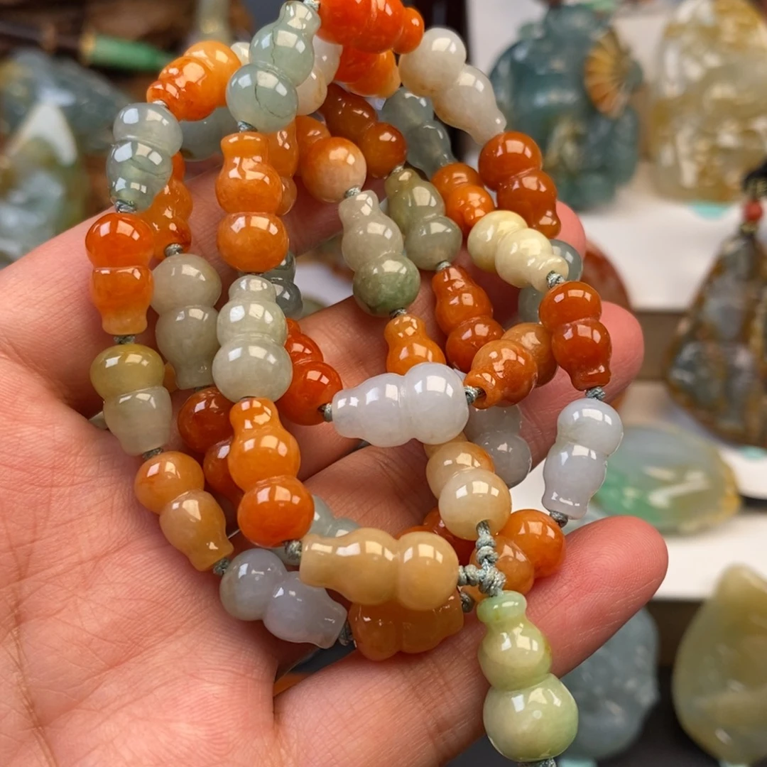 翡翠未镶嵌颈饰葫芦长串