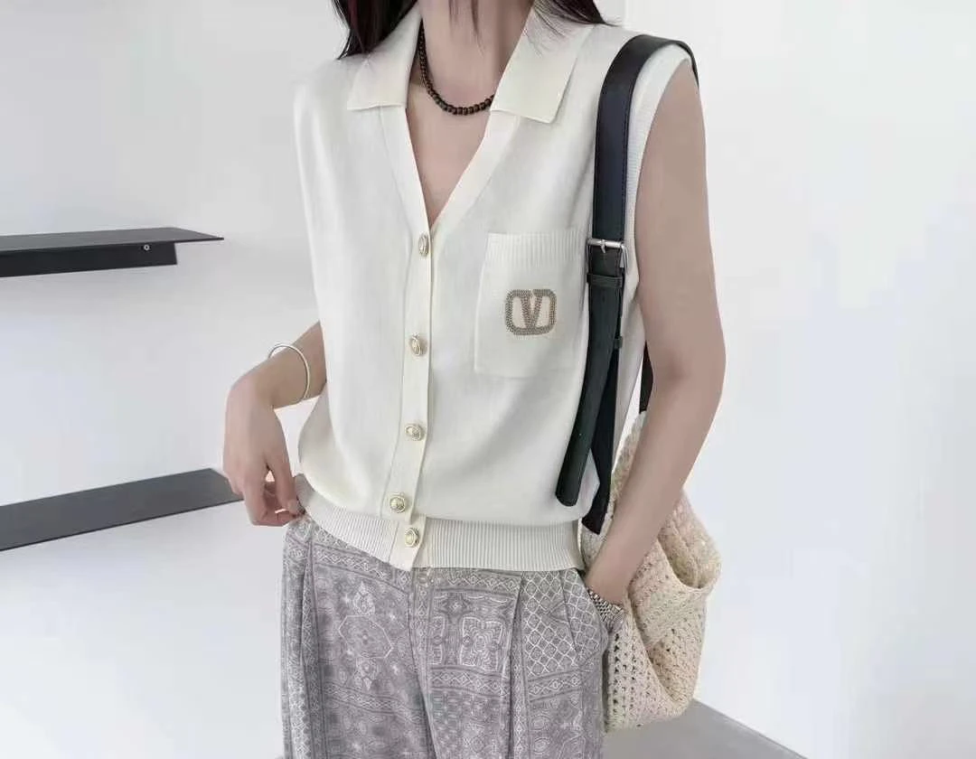 柒月家女装无袖短袖毛针织衫