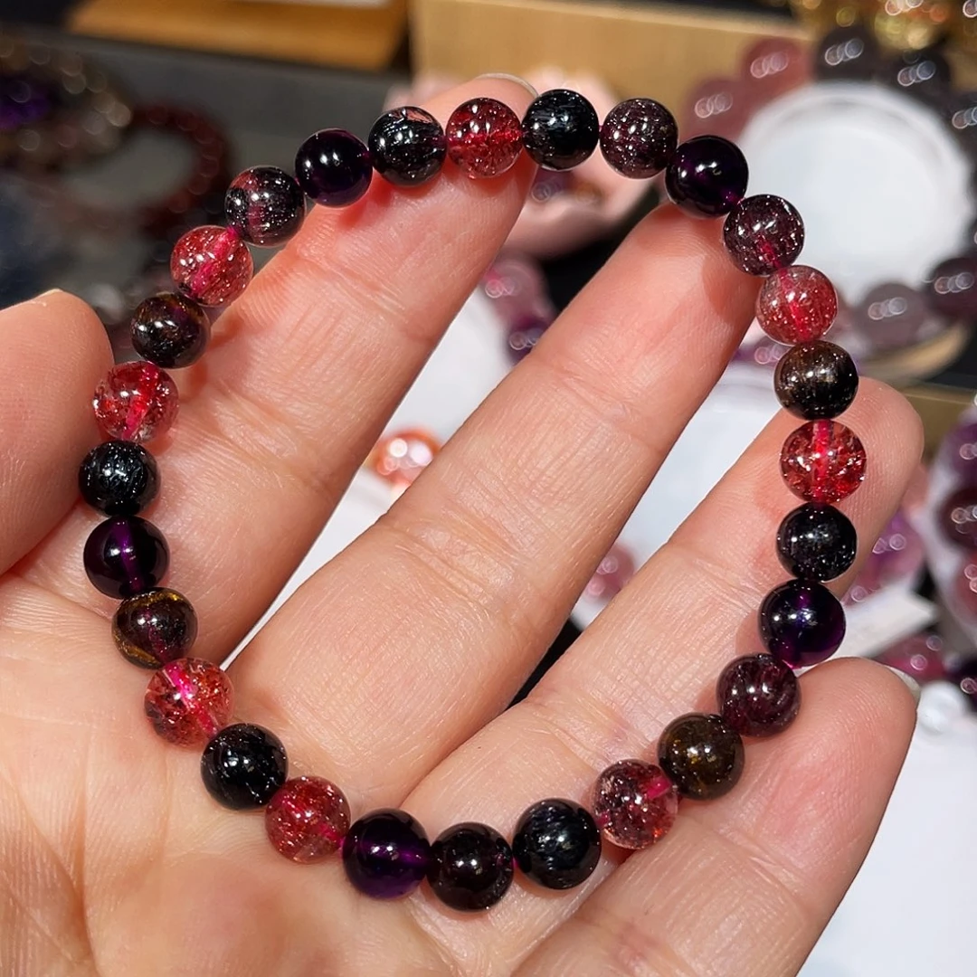 水晶手链未镶嵌黑加仑超七7