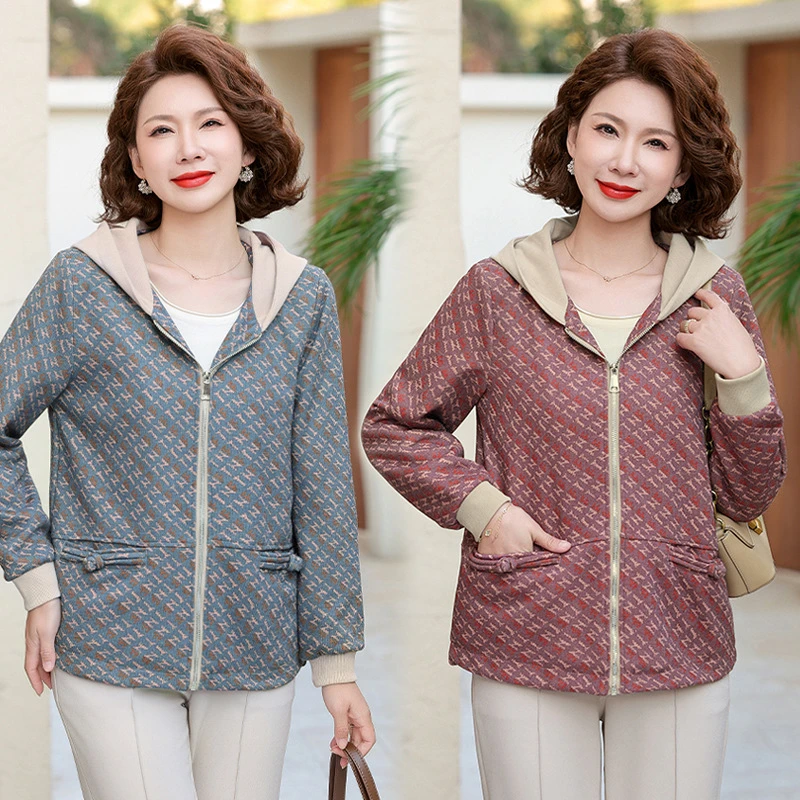中年短款休闲上衣中老年女装40-60岁夹克衫妈妈春装2025新款外套