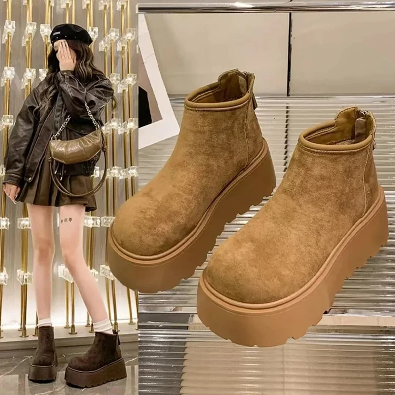 牛皮勃肯马丁靴女冬季加绒保暖厚底勃肯鞋一脚蹬毛毛鞋A-37