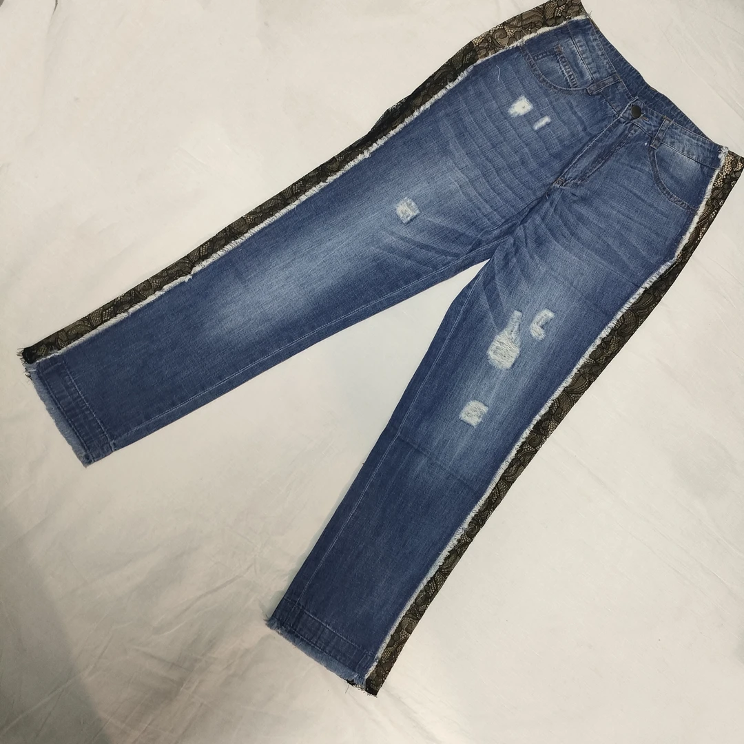 侧边蕾丝牛仔裤-果梓0313