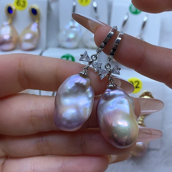 淡水珍珠耳饰银S925镶嵌