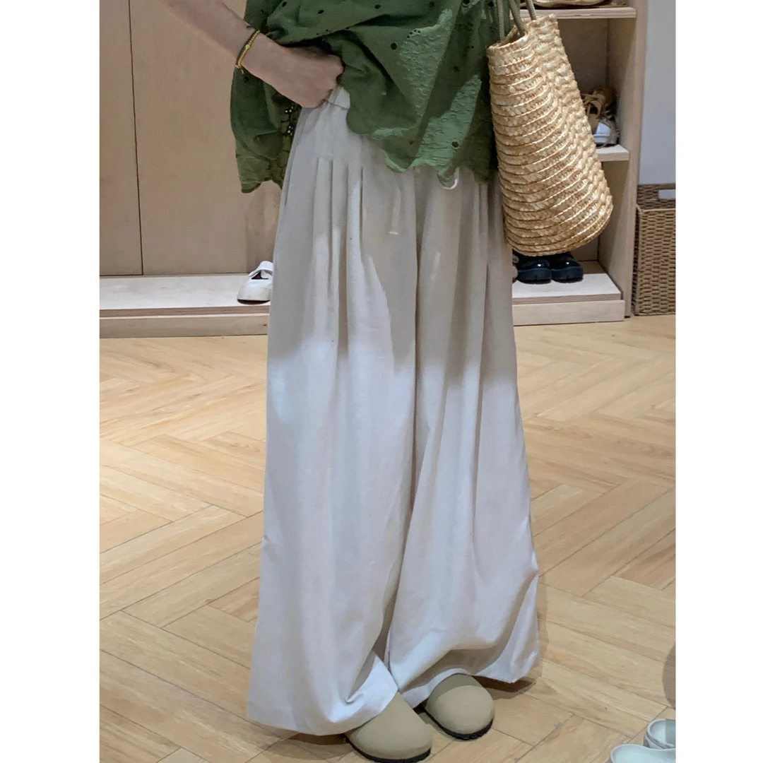 [YS] 压褶显瘦棉麻松紧腰休闲裤 ~ X423