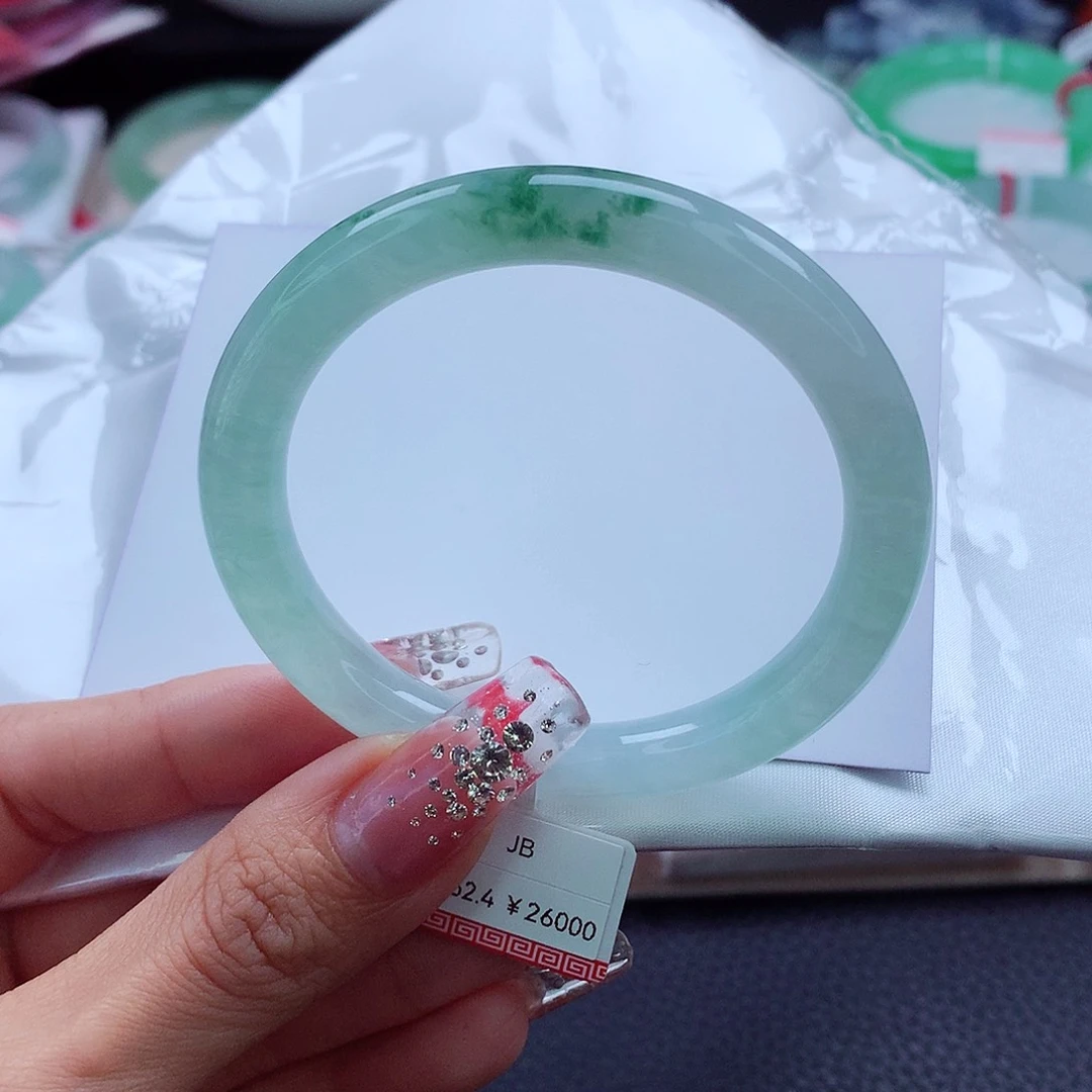 翡翠手镯未镶嵌52.53.54冰飘花8.5美人条