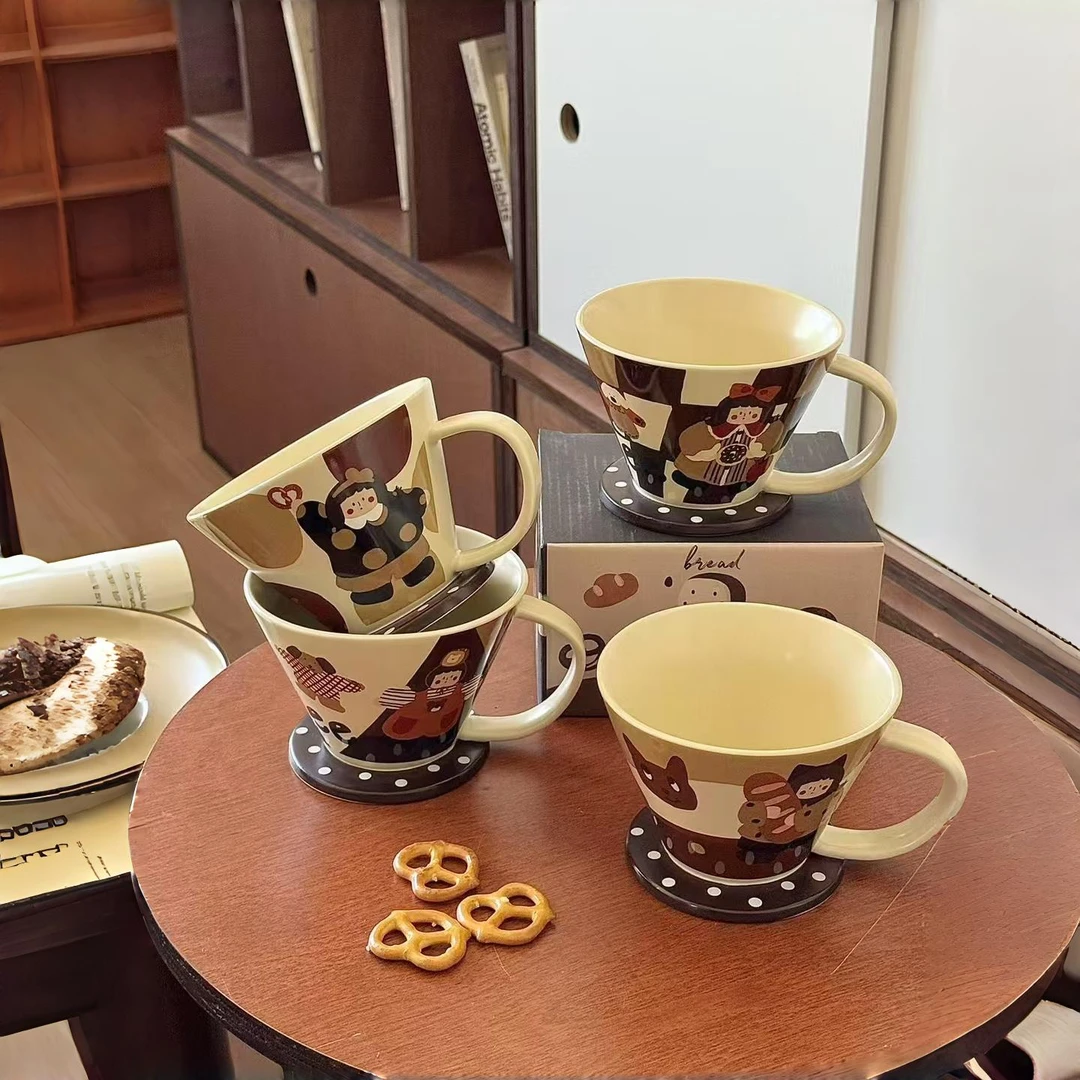 复古碱水包女孩可爱杯子咖啡杯陶瓷杯办公室水杯咖啡杯早餐杯