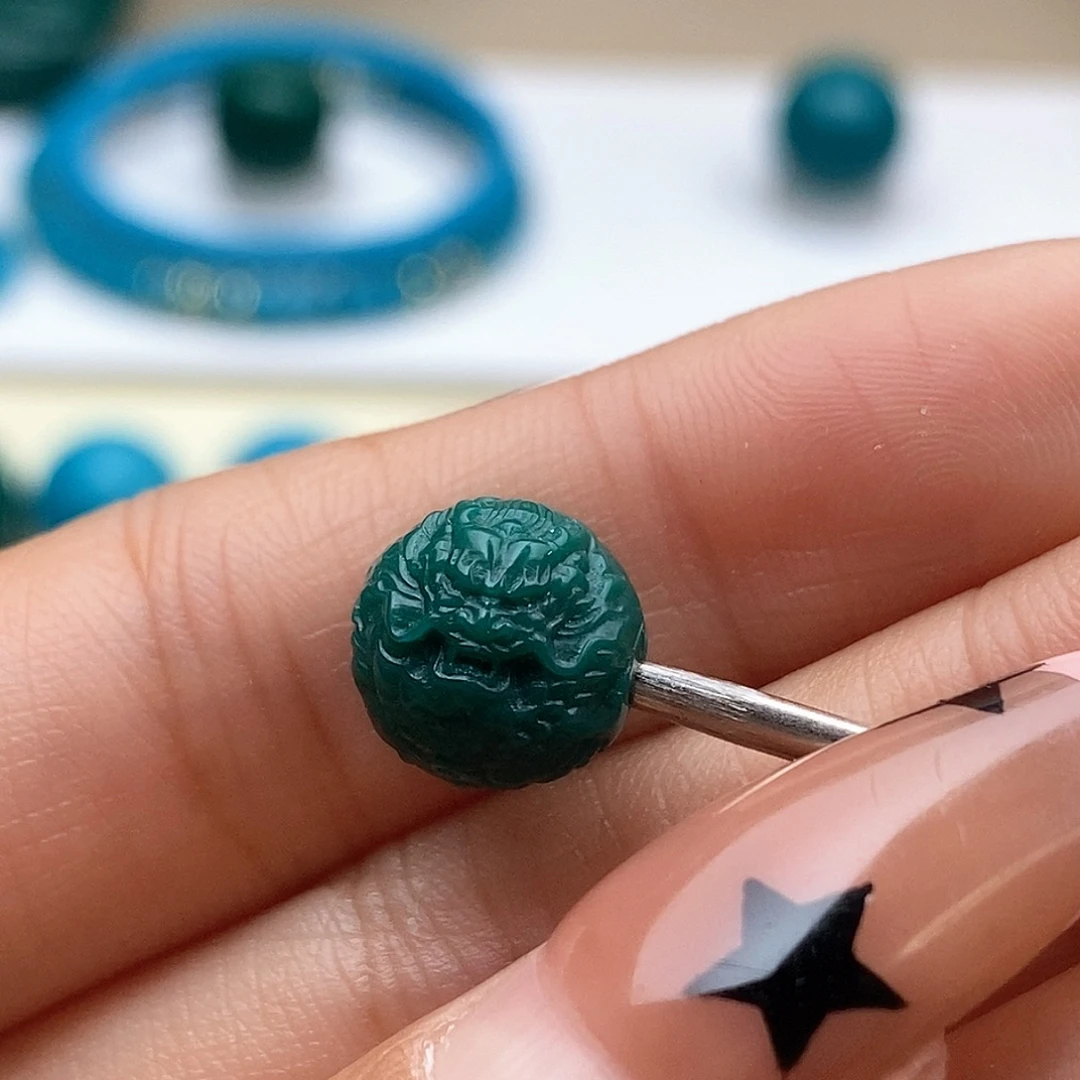 C***学琉璃DIY油绿色龙珠10mm