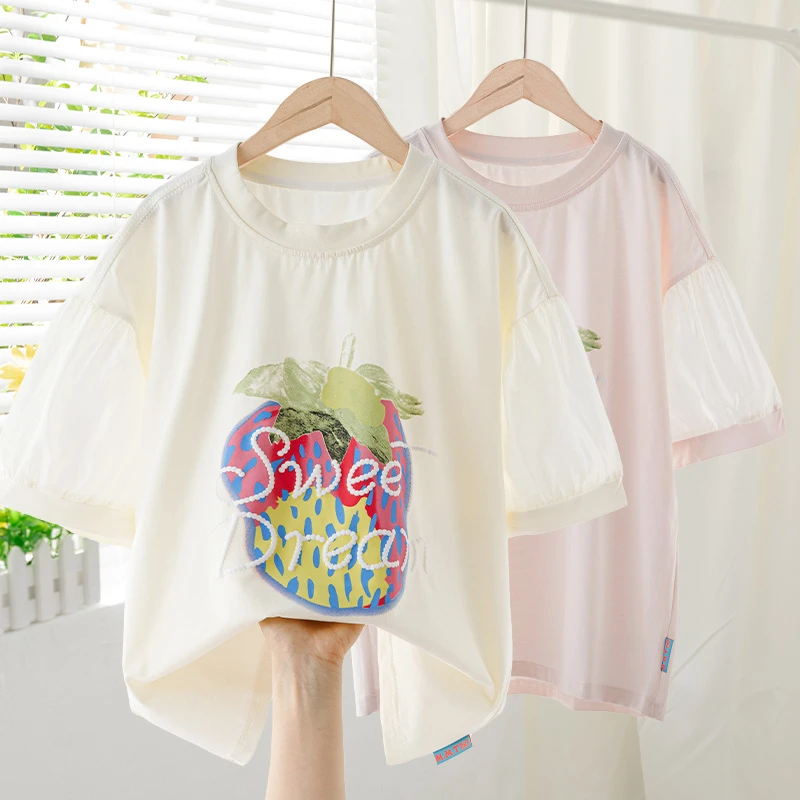 大童短袖T恤女童半袖上衣夏季休闲儿童体恤夏装透气宽松19000