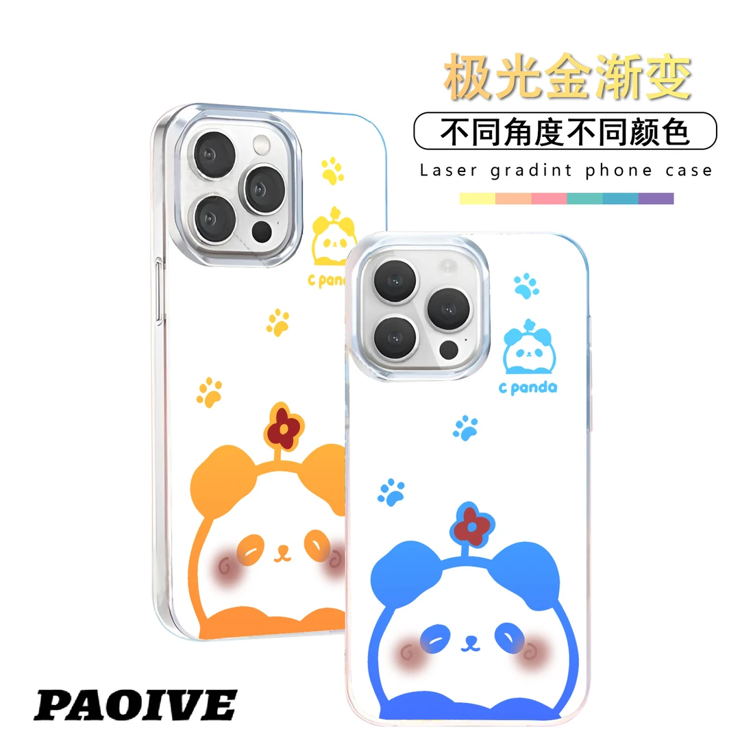 小红花熊猫适用苹果华为vivo一加iPhone小米红米极光手机壳