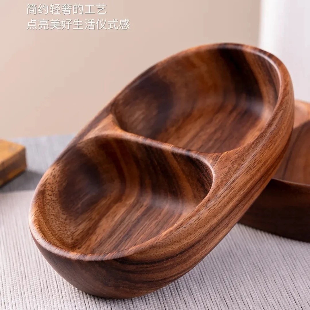 诺吕工艺®PZ050（李师傅）手工特色胡桃木双格果盘