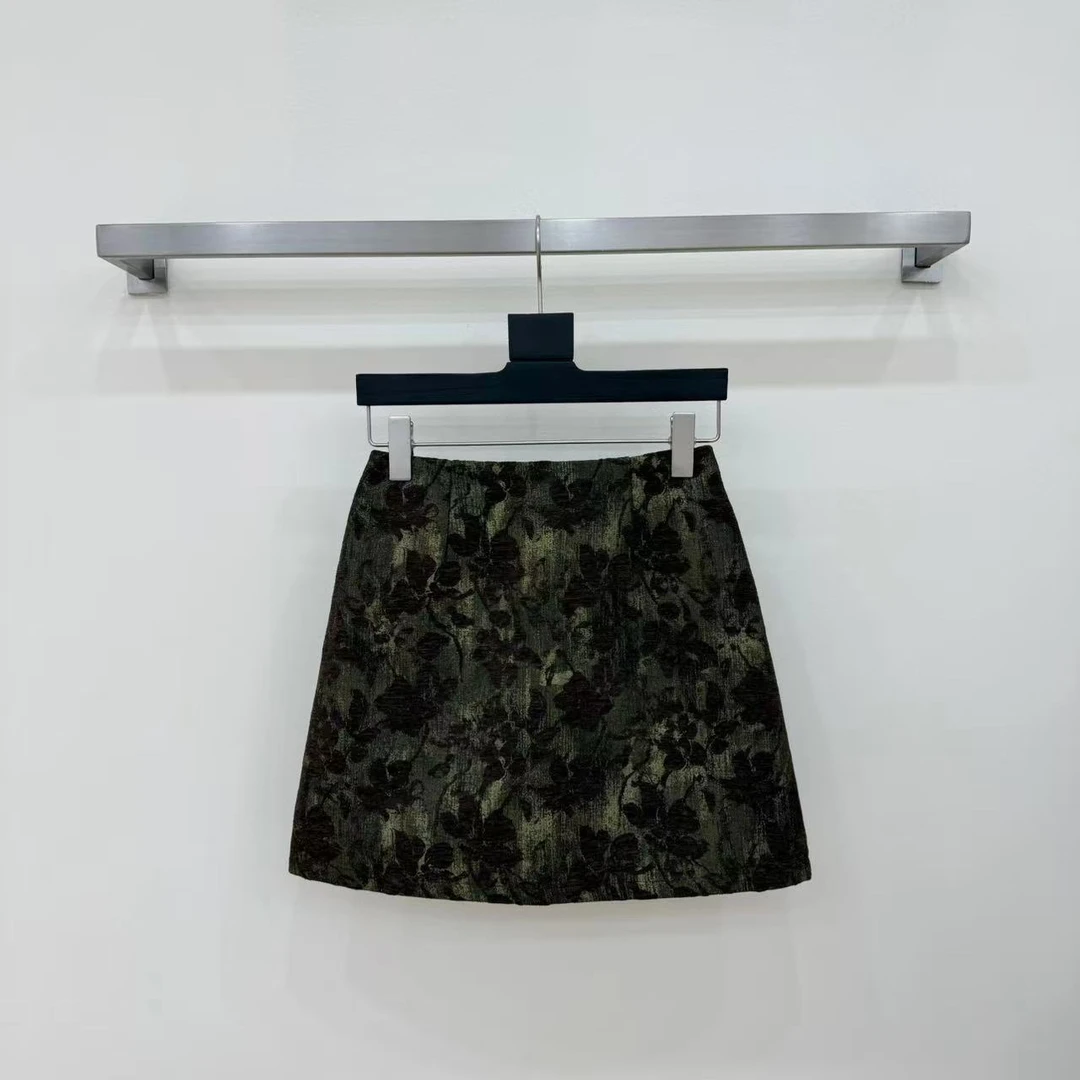 JIAYE CHAN复古老钱风高腰提花短裙