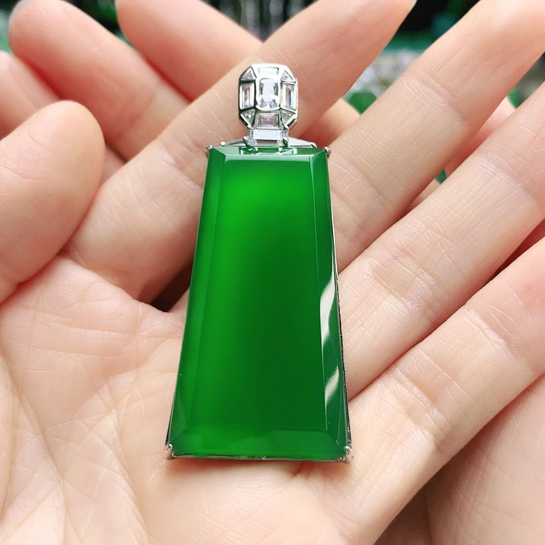 玛瑙/玉髓银S925镶嵌吊坠