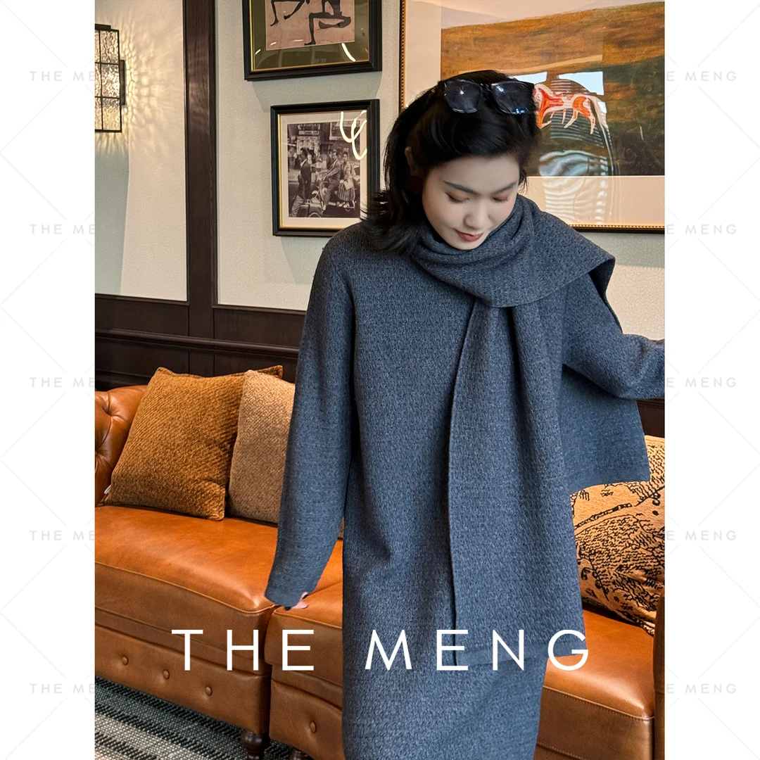 THE MENG【初心】极细美丽诺绵羊毛锁温针织打底连衣裙#M244G0012