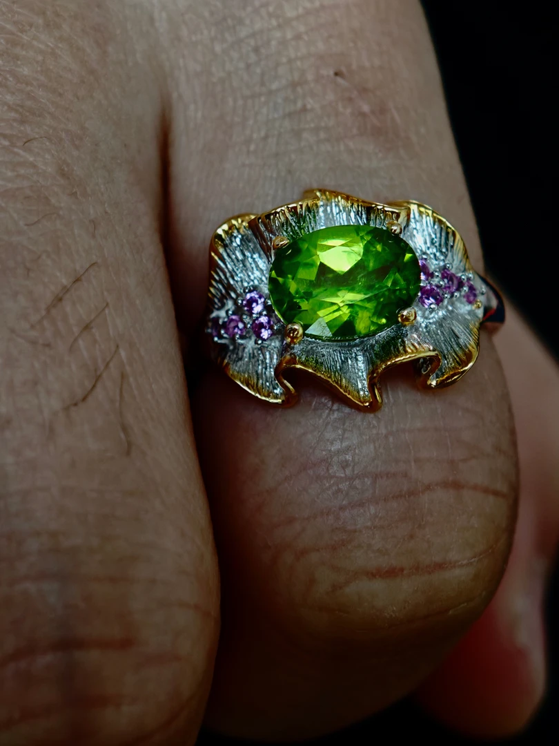 合金戒指 久也家绿色花朵造型戒指