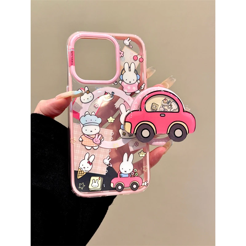 适用苹果iphone16promax摇摇乐汽车15pro磁吸14支架13ins风手机壳