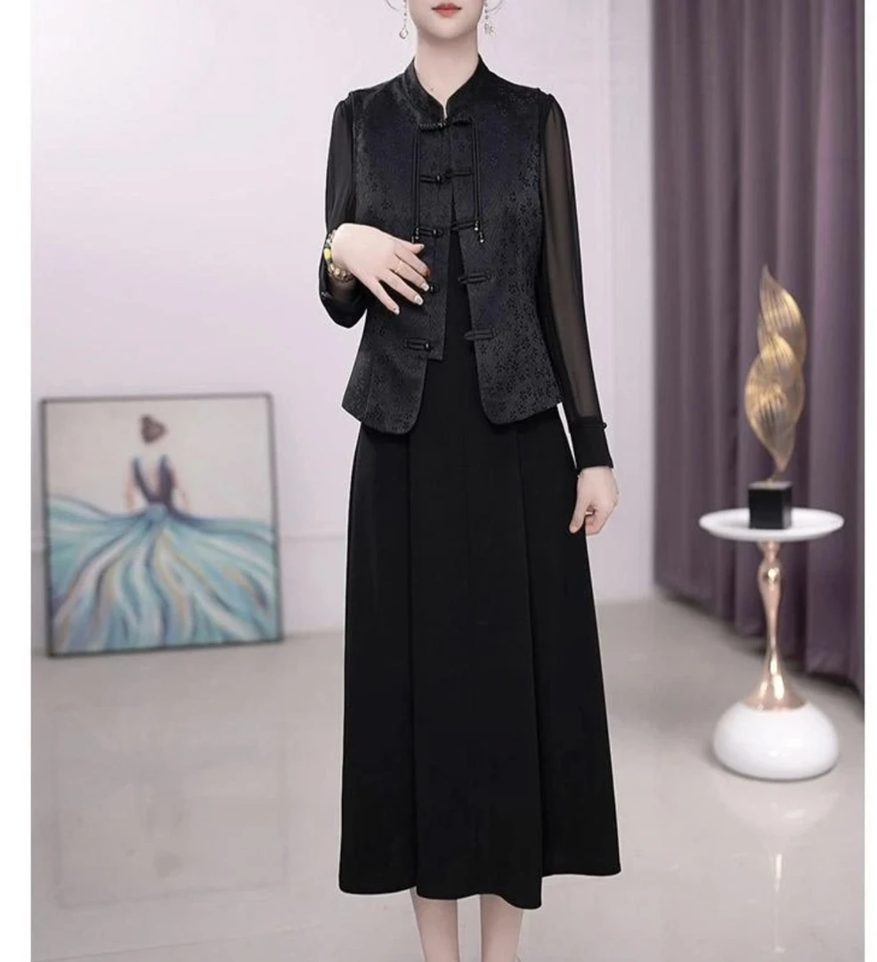 新款时尚2025年新款精致气质减龄显瘦两件套中长款连衣裙