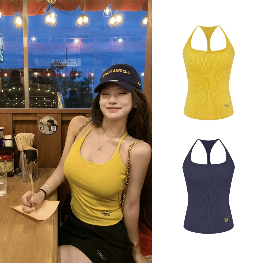 【吊带伴你】刺绣自带胸垫工字背心C 8857#