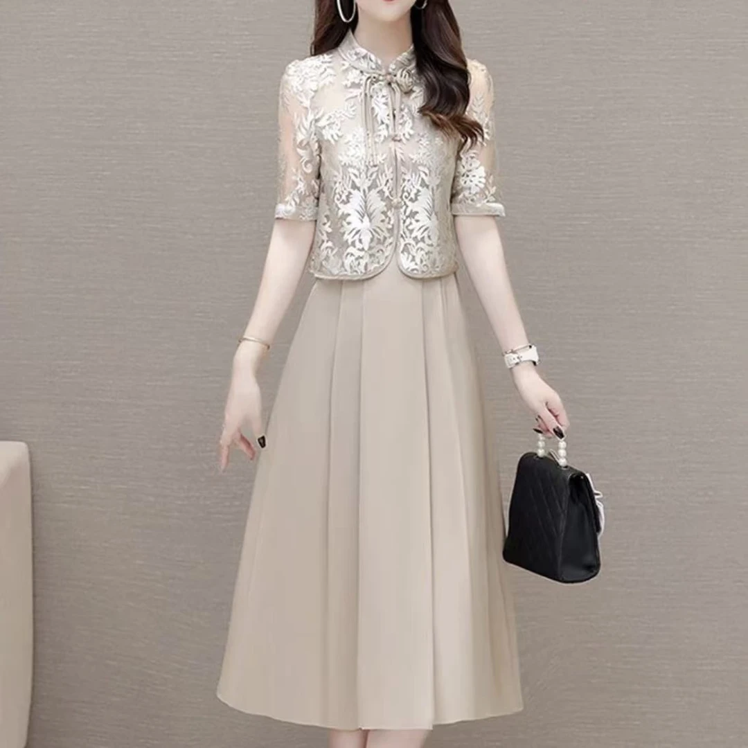 【吉遇优选】1842-03#新品桑丝缎中式提花气质百搭套装