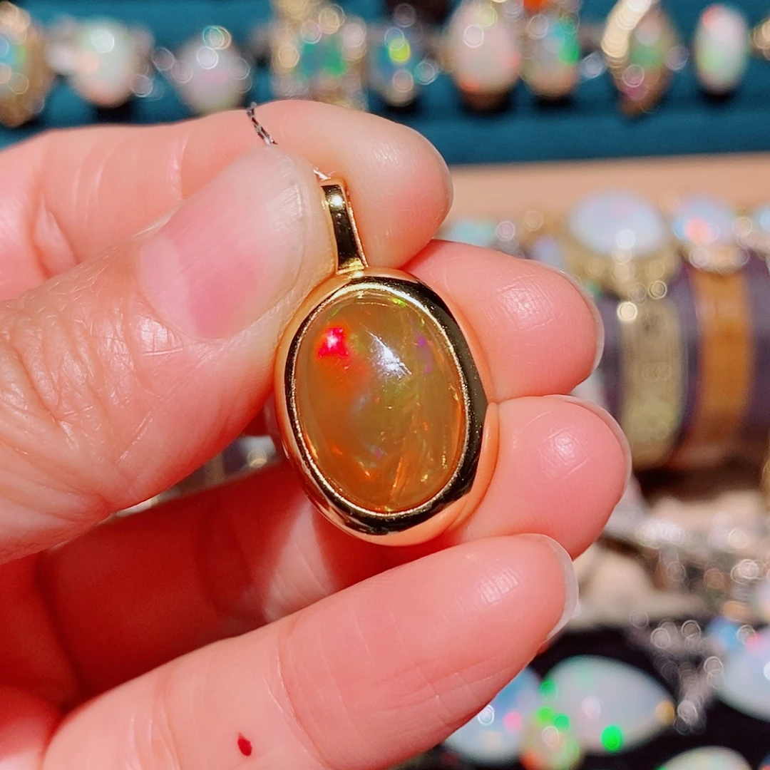 欧泊银S925镶嵌吊坠