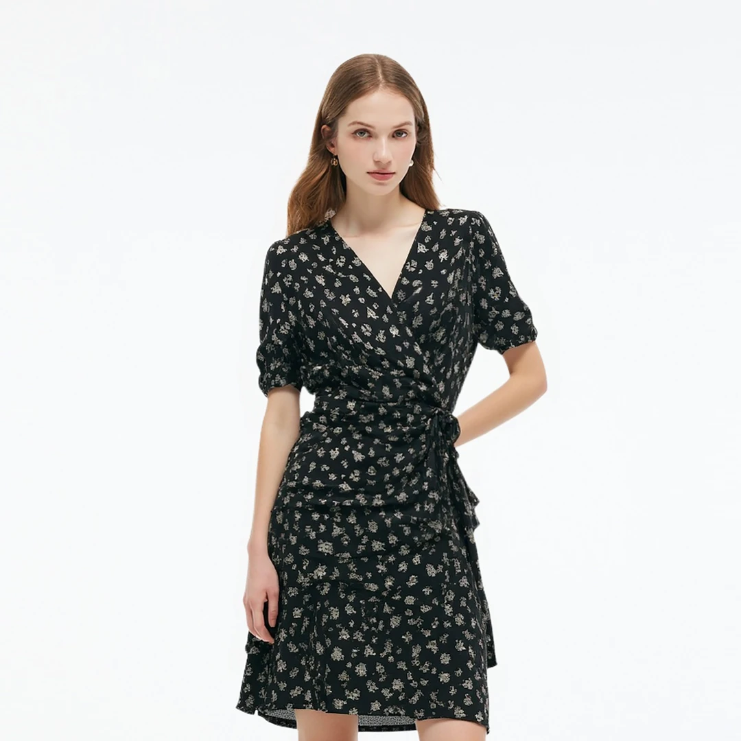 歌莉娅 夏季新品  印花连衣裙（配送头花）  1E6R4K2CA