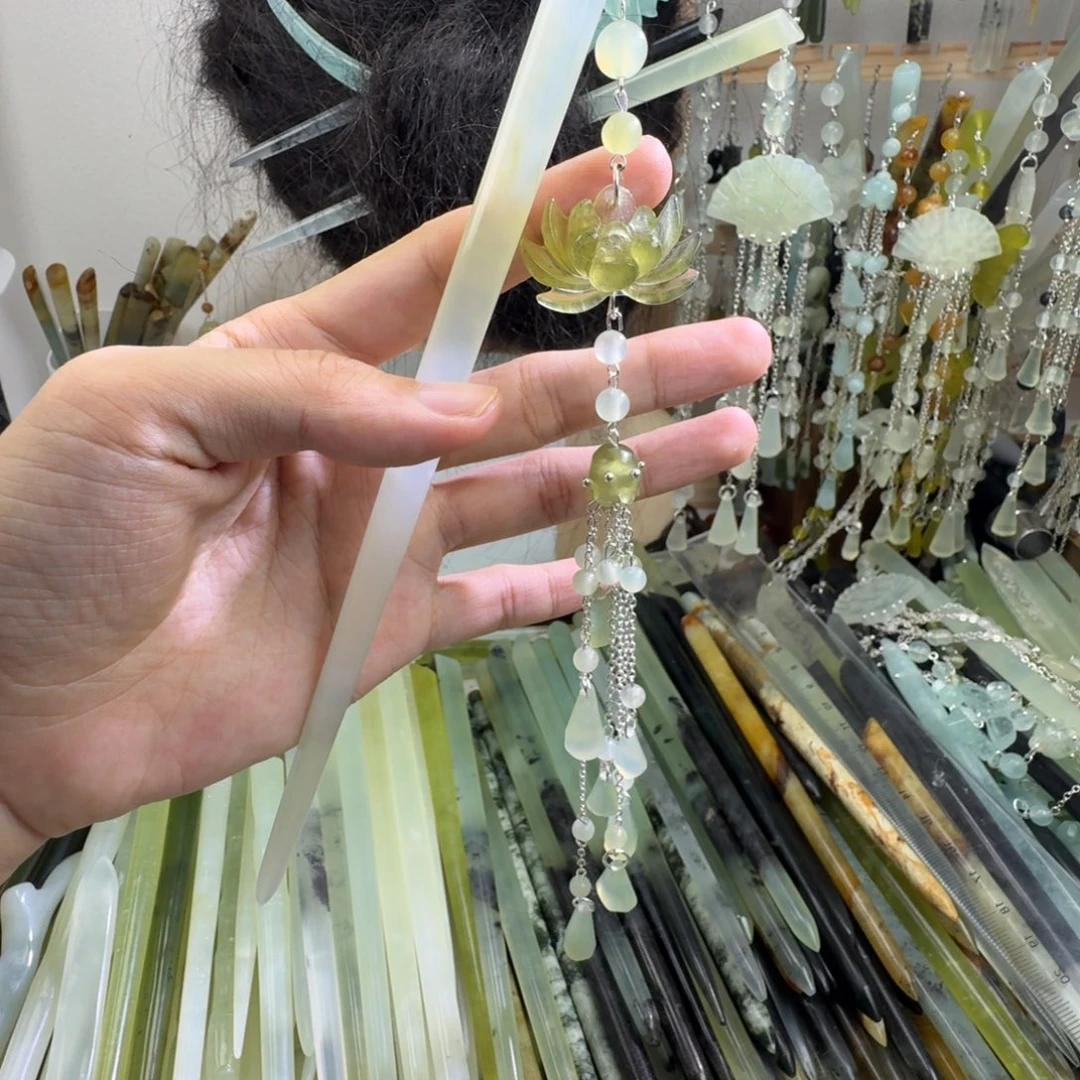 蛇纹石玉合金发饰