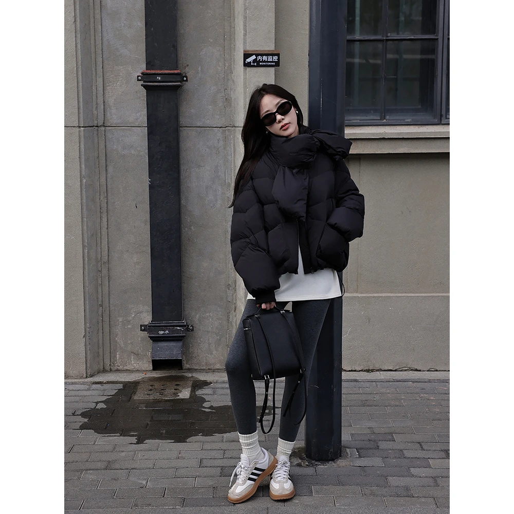 张贝贝ibell 樱桃谷白鸭绒 无胆防绒保暖围脖轻羽绒