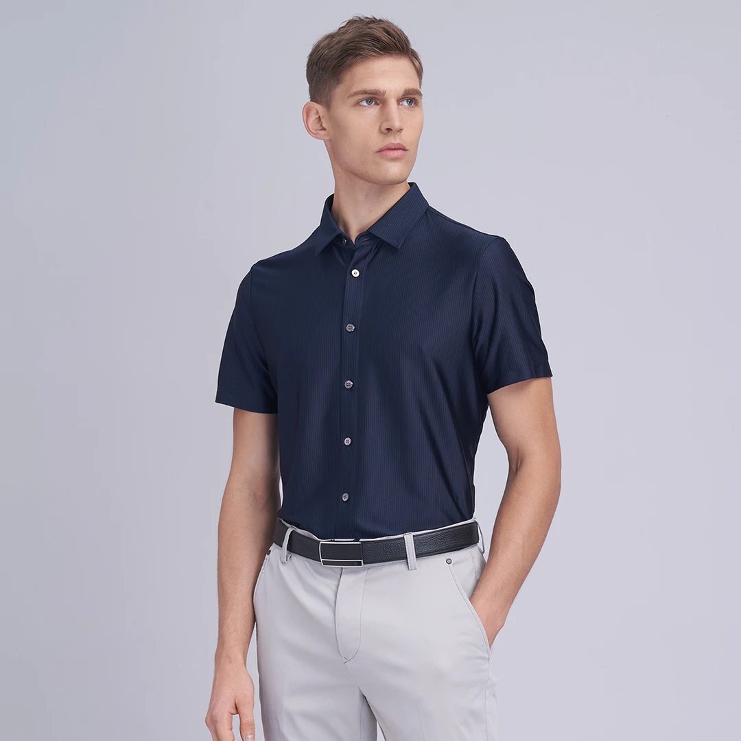 路卡迪龙男士夏抗皱免烫桑蚕丝短袖polo衫182222101