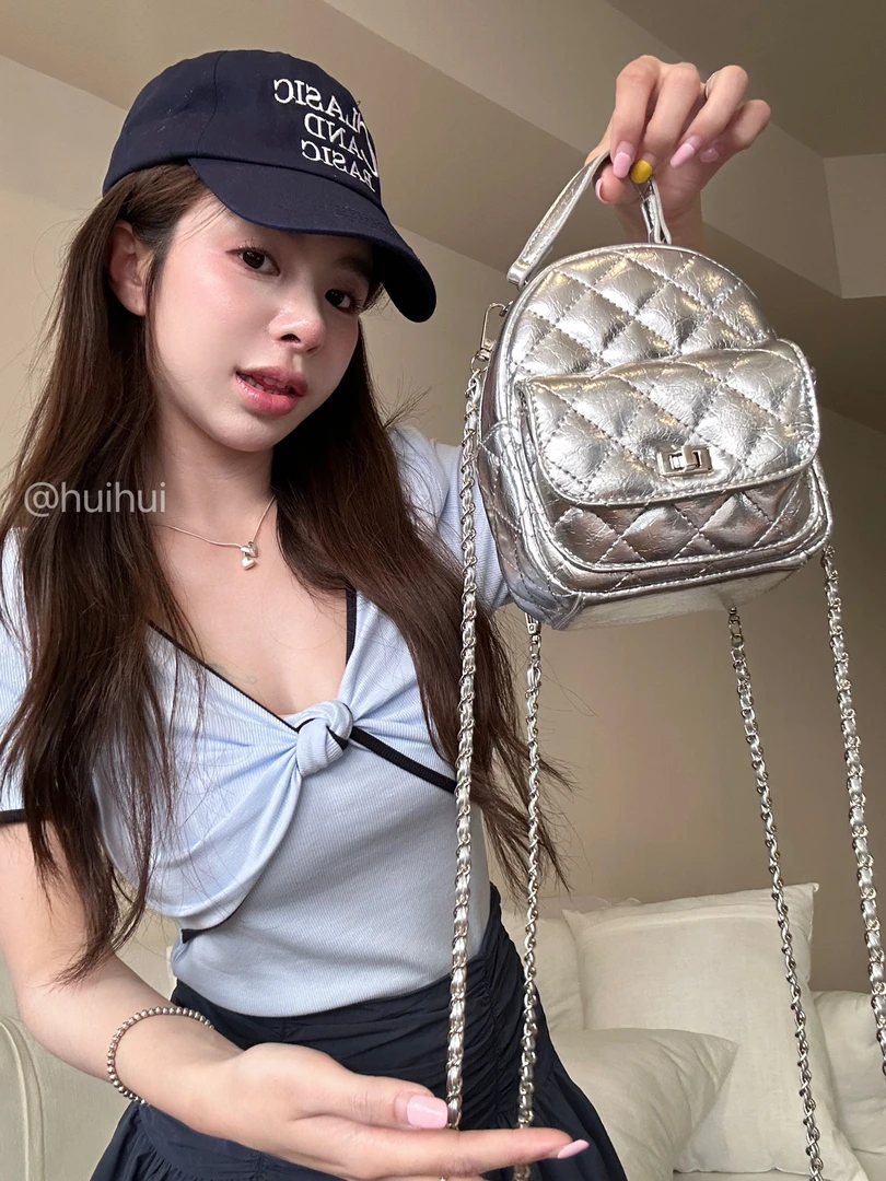 【灰灰穿搭】新款小香风菱格链条双肩包迷你包（A4112）