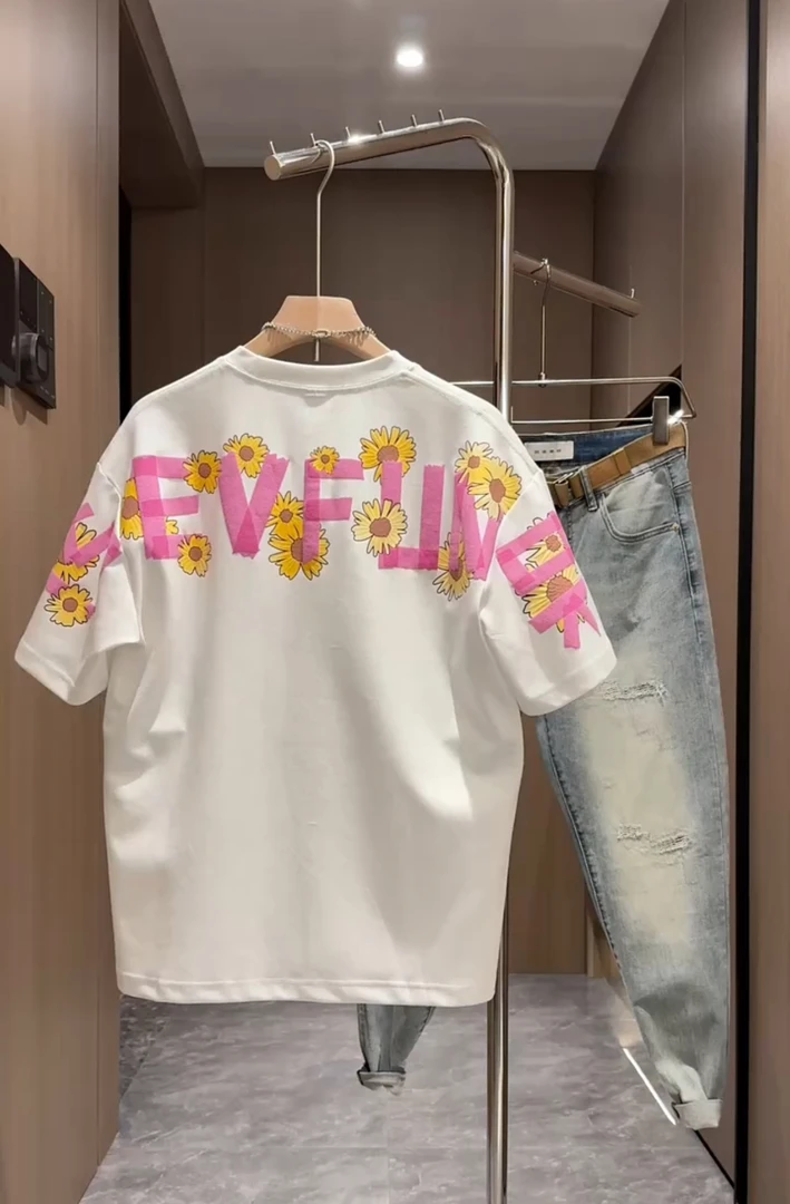 2025夏季新款男士短袖休闲个性印花圆领上衣百搭半袖潮牌打底T恤