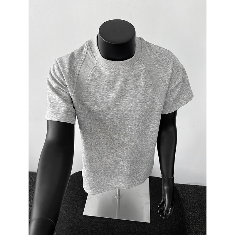 300g太空棉空气层质感短袖T恤boxy版夏季正肩抗皱硬挺高级感半袖