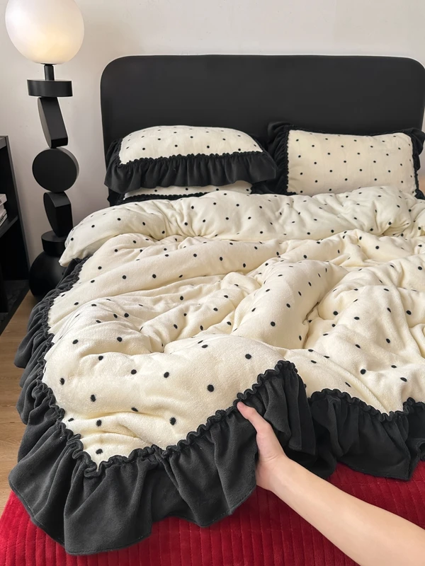 秋冬加厚夹棉床盖款牛奶绒四件套加绒床单被套保暖床品双面绒家纺