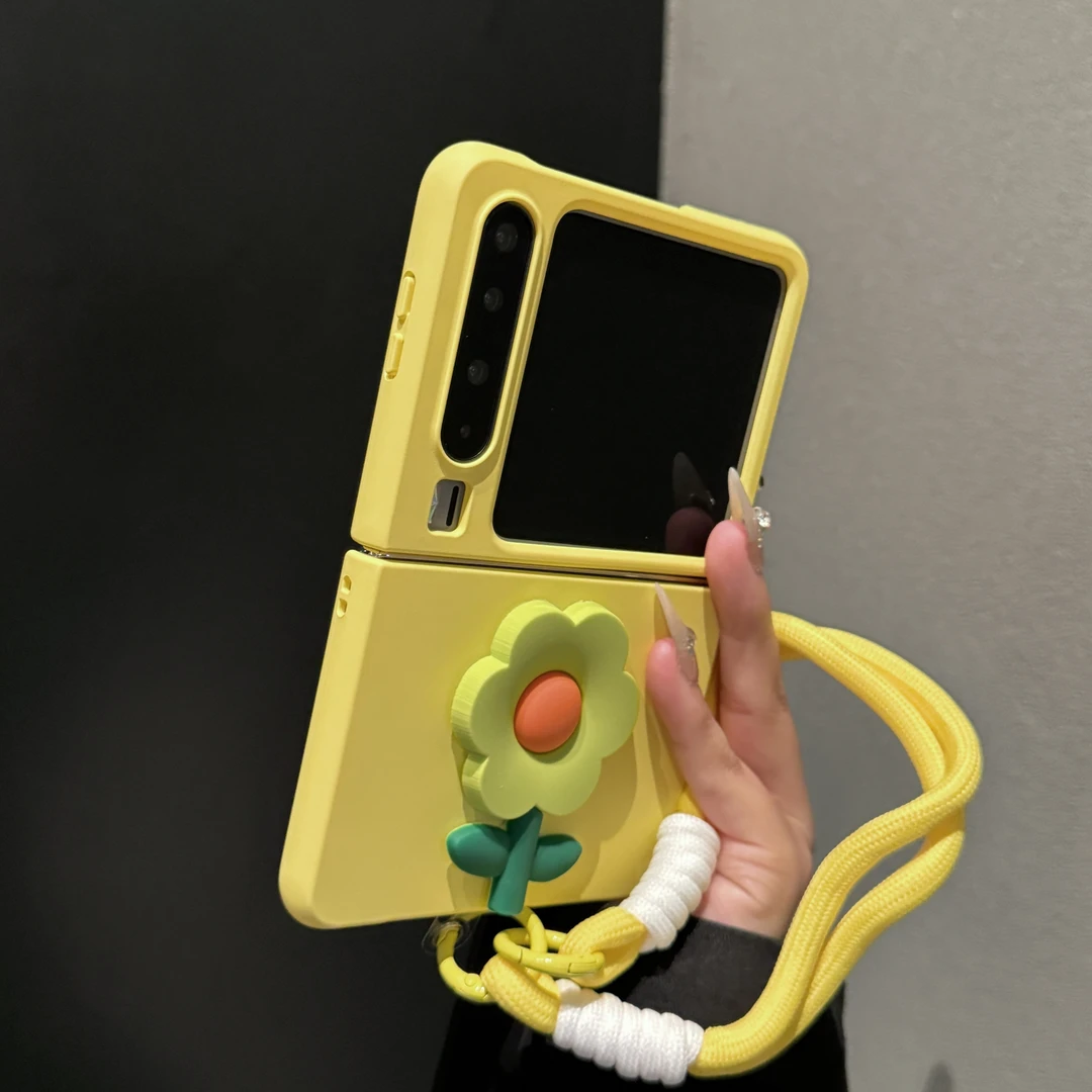 ins风适用华为purax新款手机壳立体花朵挂绳高级阔折叠屏保护套