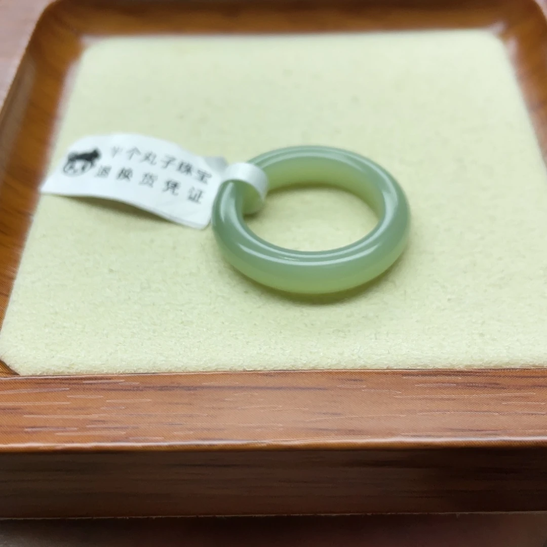 和田玉戒指未镶嵌老*.粉青戒圈18.1mm